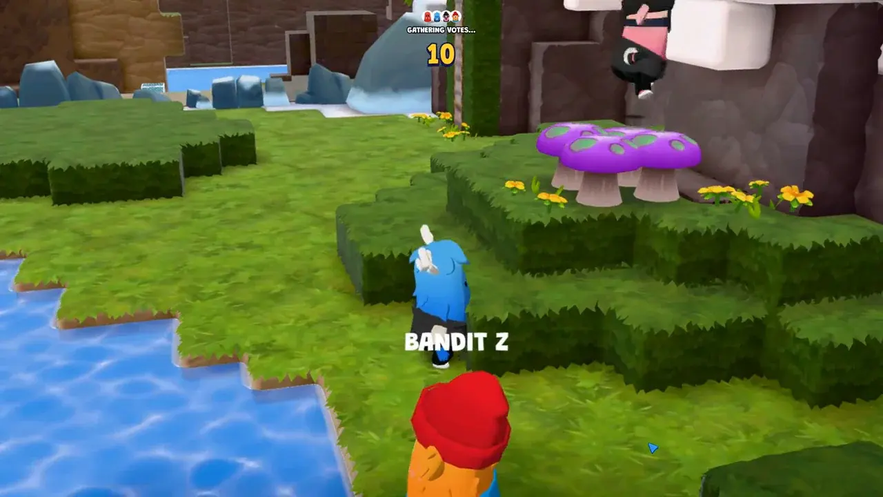 Players spread across a green, water-ringed island in Star Hunters.