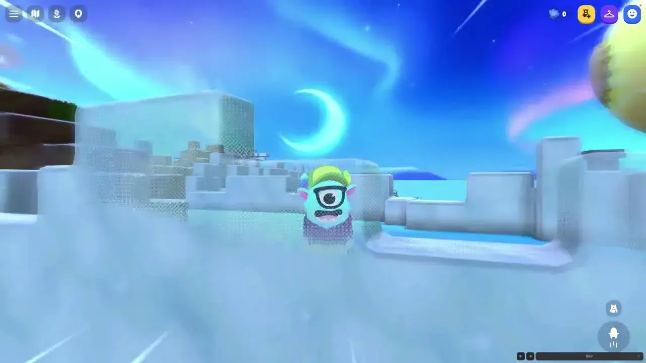 A character on a colored sled racing around the Dojo Islands ice racetrack.
