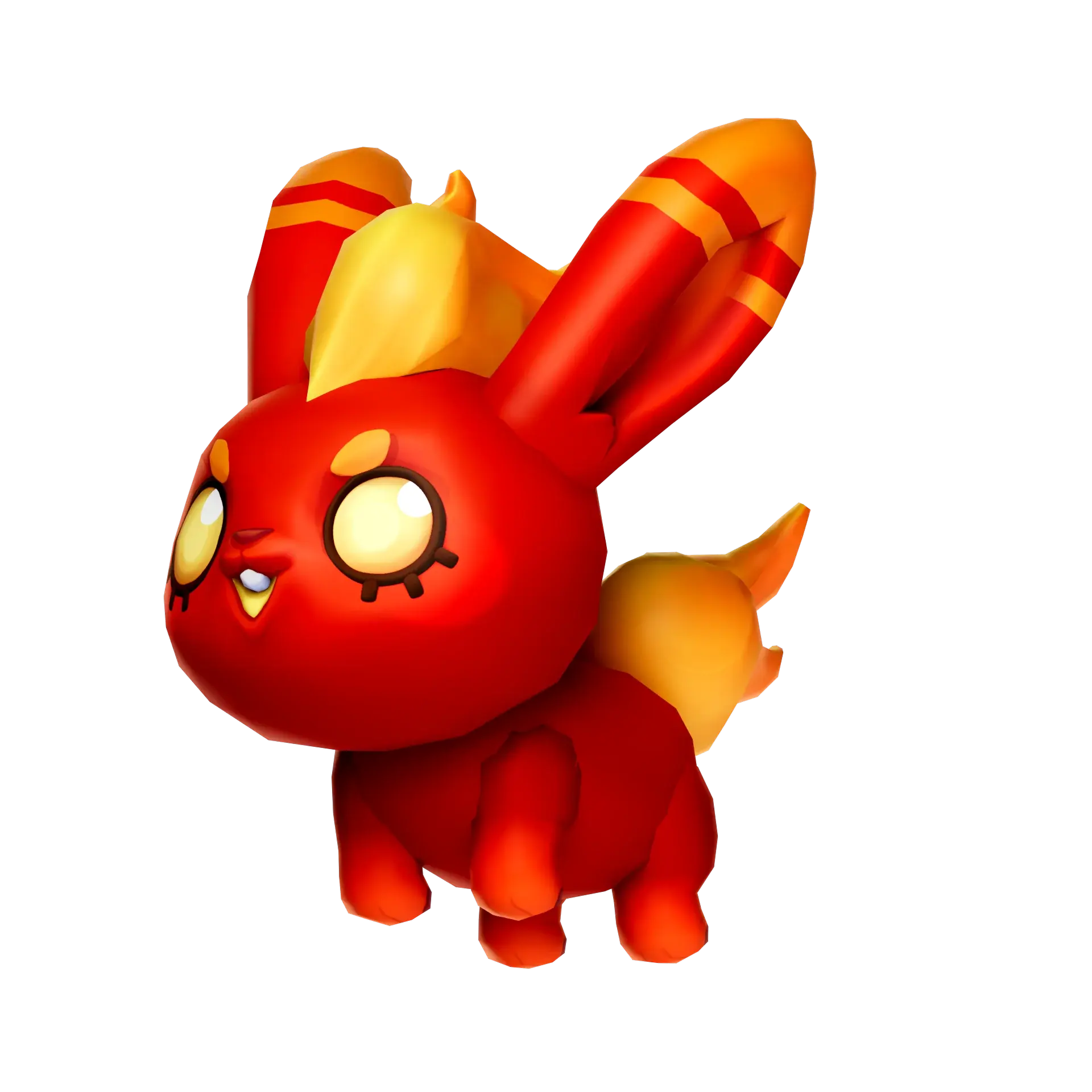 Burnny, a red fire bunny pet with flaming ears and tail.